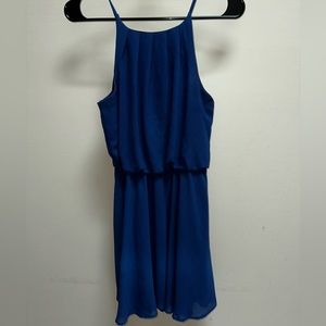 Navy halter dress.